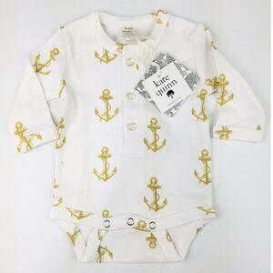 Kate Quinn Gold & White Anchor Bodysuit 0-3 Months